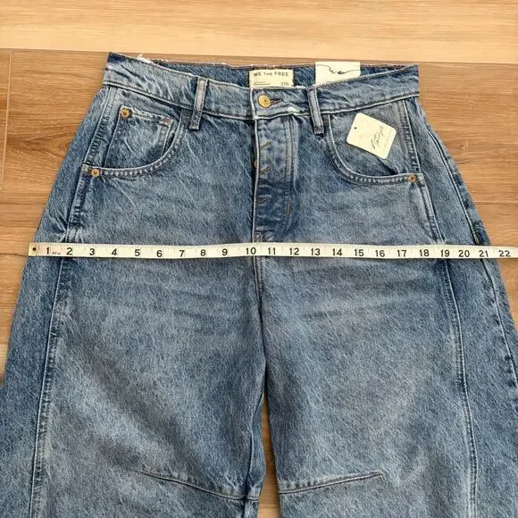 Free People We The Free Good Luck Mid-Rise Barrel Jeans 27 SHORT - Picture 5 of 10